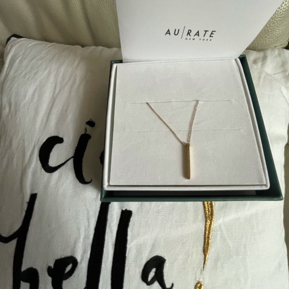 Aurate Short Bar 14k Gold, EUC - Picture 2 of 5